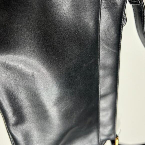 Vintage Etienne Aigner Black Leather Shoulder Bag Purse Gold Hardware Classic - Picture 10 of 11